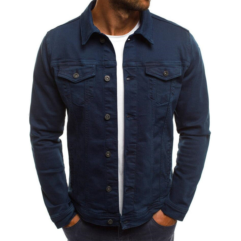 Casual Men Jacket Denim Button Shirt Image