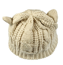 Hand Made 3D Cute Knitted Cat Ear Beanie For Winter Image