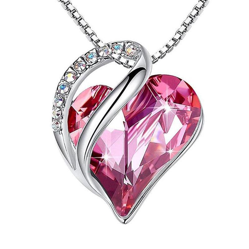 925 Sliver Heart Shaped Geometric Necklace Jewelry Women's Clavicle Chain Valentine's Mothers Day Gift Image