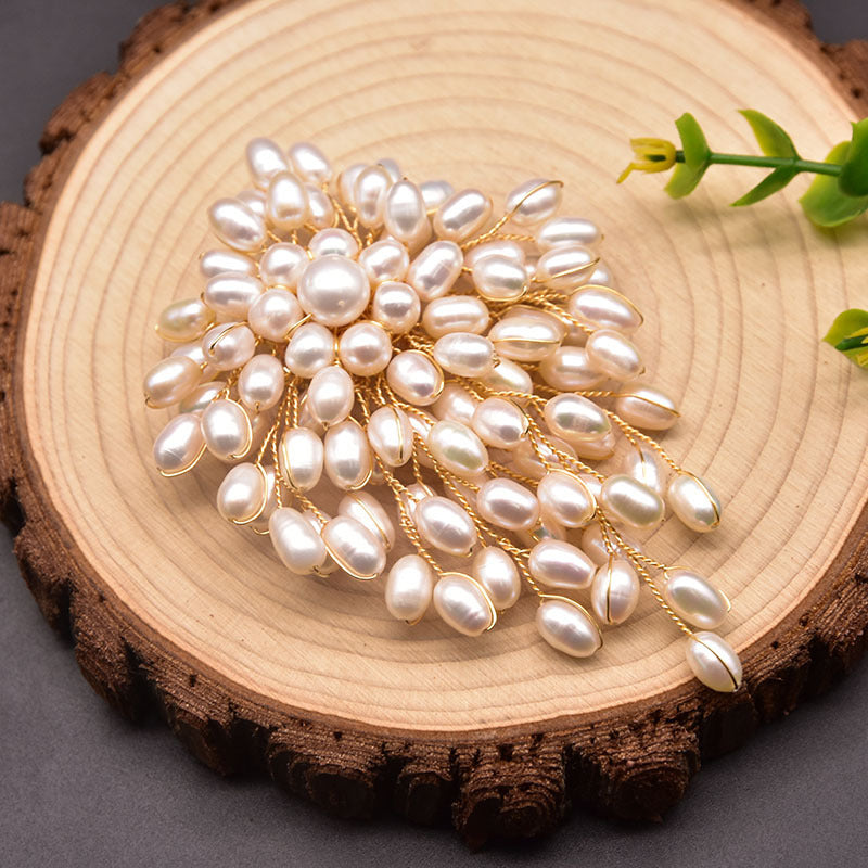 Natural Pearl Brooch Female European And American Retro Pure Hand-woven Pearl Brooch Image