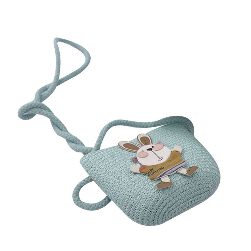 Cute Rabbit Decoration Bag Two-Piece Straw Hat Image