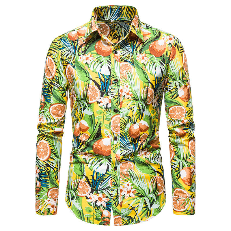 Mens Casual Long Sleeved Floral Shirt Image