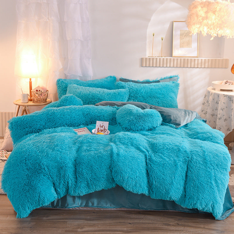 Luxury Thick Fleece Duvet Cover Queen King Winter Warm Bed Quilt Cover Pillowcase Fluffy Plush Shaggy Bedclothes Bedding Set Winter Body Keep Warm Image