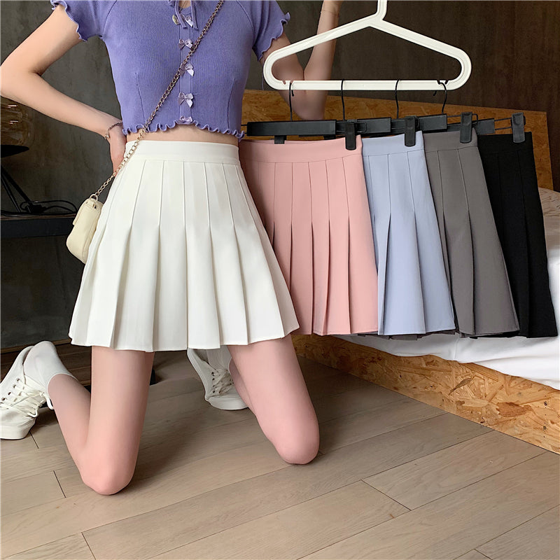 Plaid Pleated Skirt Female High Waist Slim Short Image