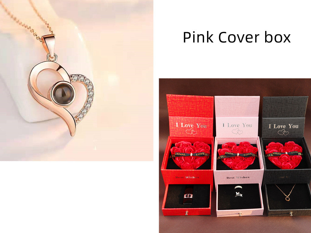 2023 Hot Valentine's Day Gifts Metal Rose Jewelry Gift Box Necklace For Wedding Girlfriend Necklace Gifts Image