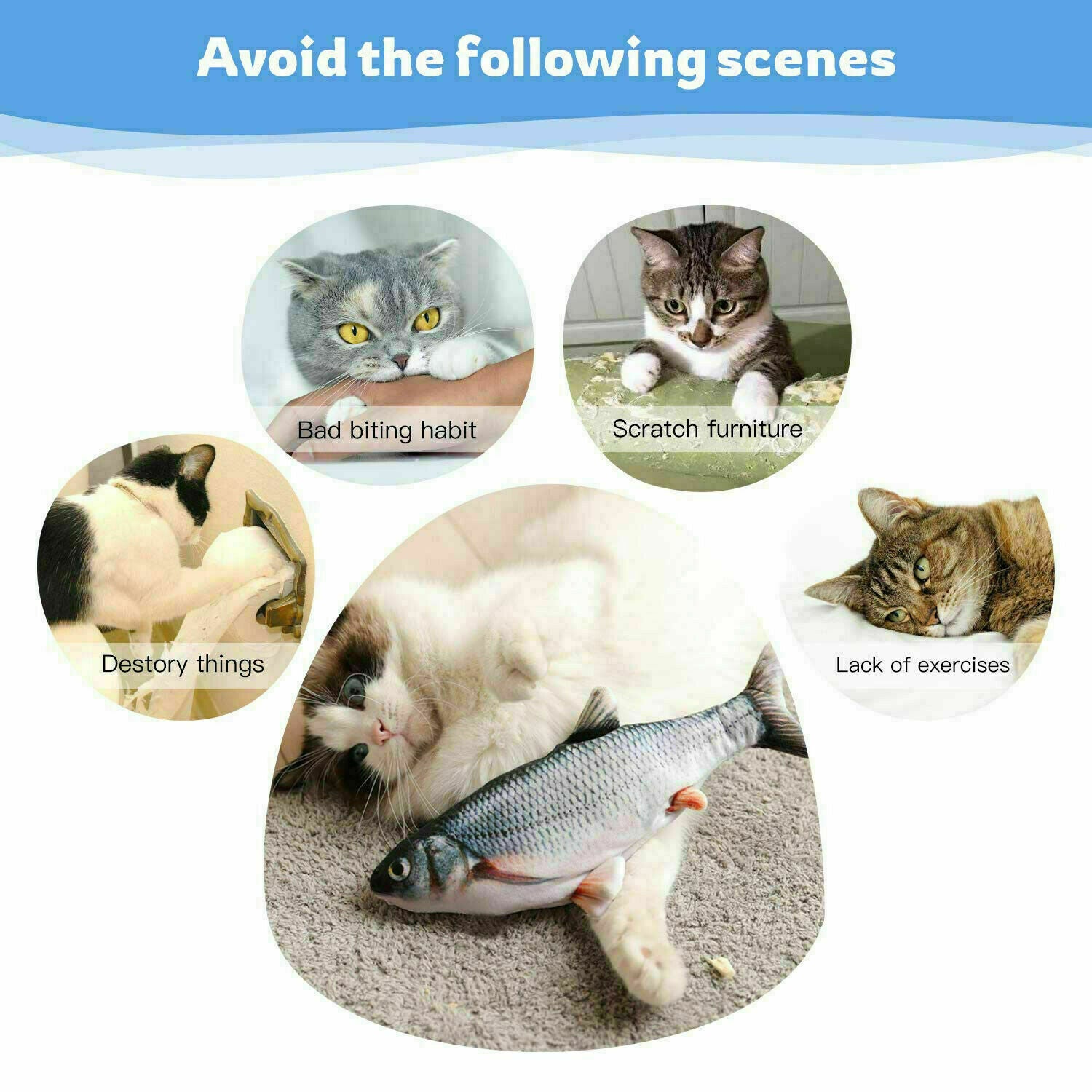 Electric Fish Cat Toy Realistic Interactive Kicker Jumping Dancing Kitten Toys Image