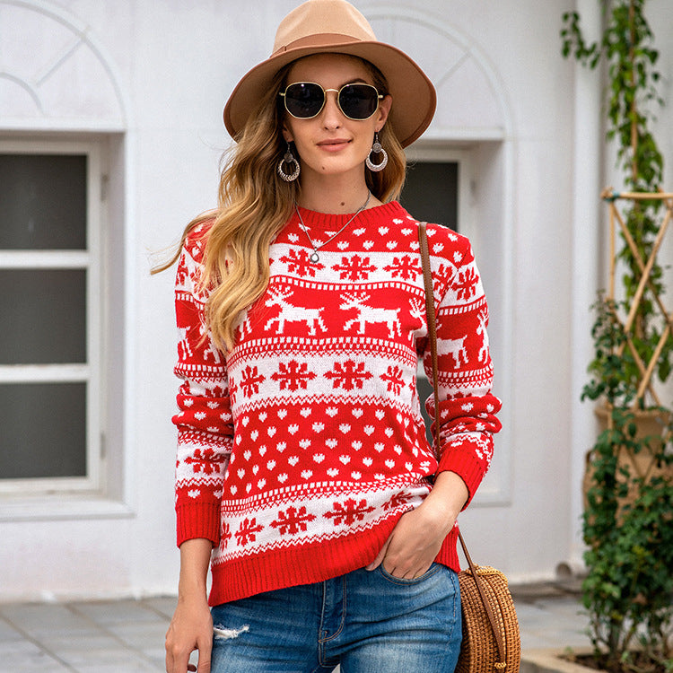 Christmas sweater snowflake pullover women Image