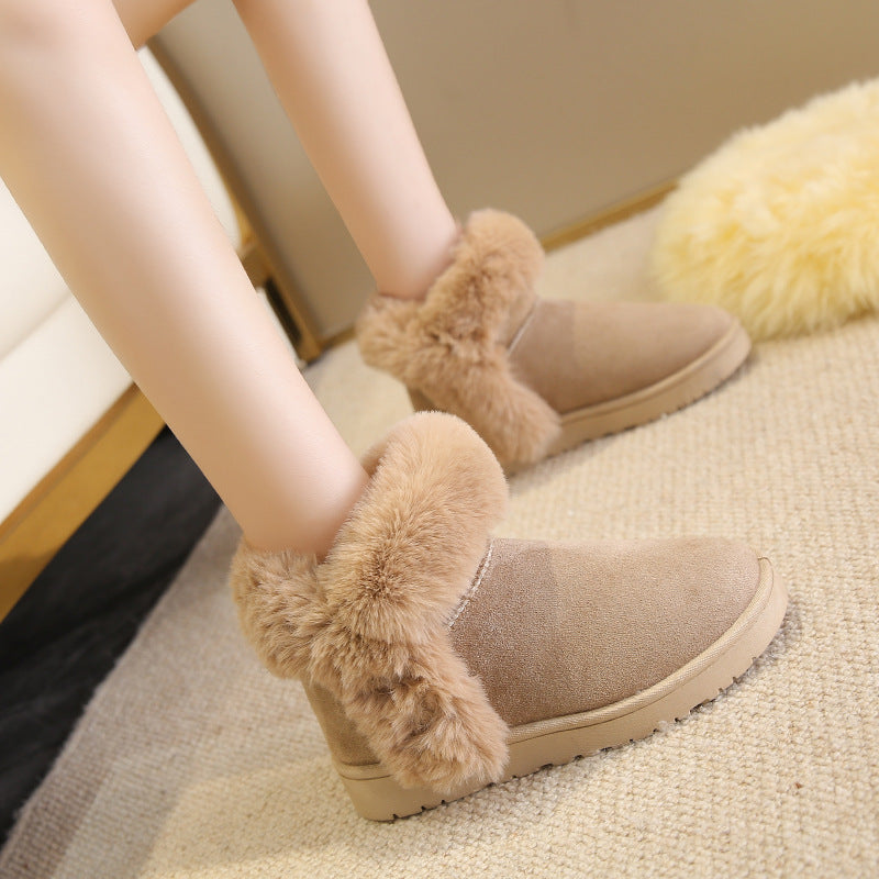 Snow Boots For Women Students Winter Warm Slip On Fluffy Platform Comfy Fleece Ankle Boots Non-slip Plush Cotton Shoes Image