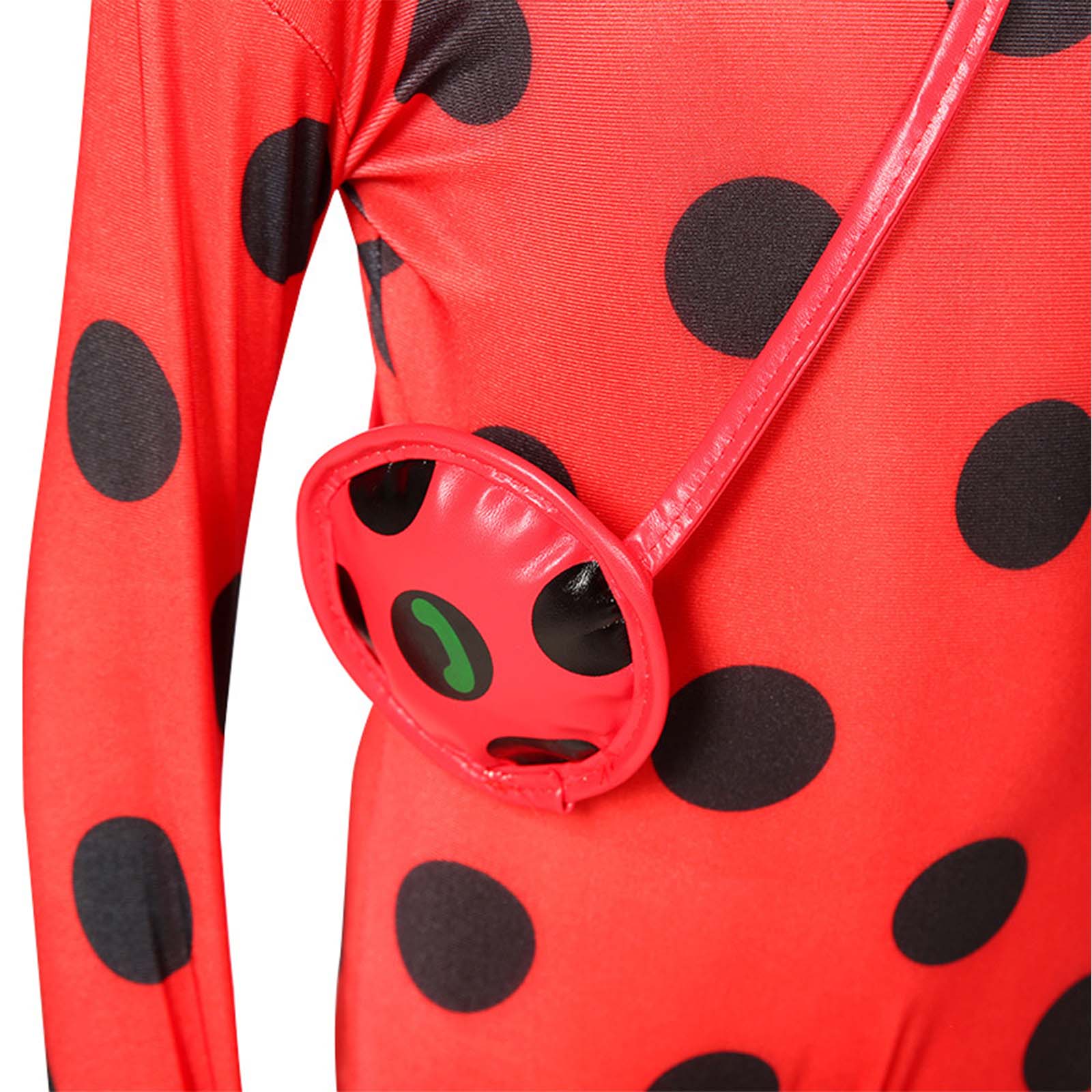 Kids Ladybug Costume Dress Up Cosplay Black Spot Red Jumpsuit 5Pcs Sets For Halloween Carnival Masquerade Fantasy Image