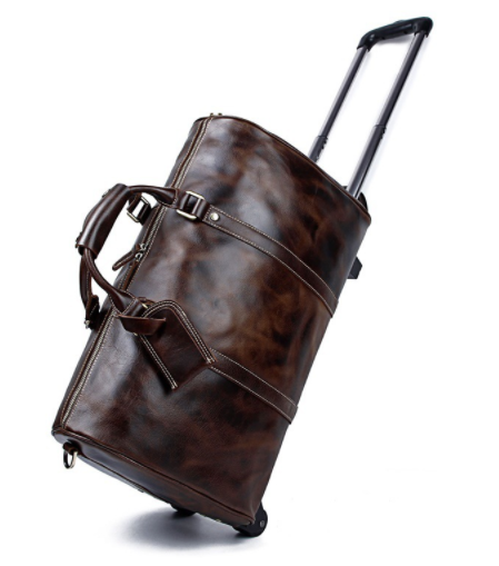 Large Capacity Cowhide Trolley Travel Bag Image