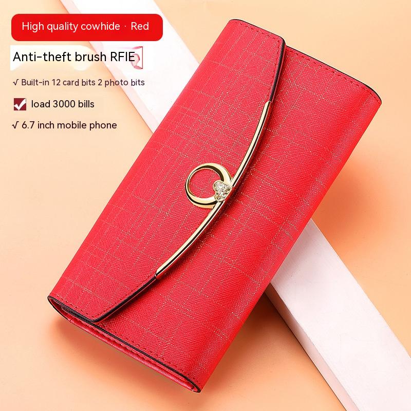 Women's Real Leather Long Large Capacity Wallet Clutch Bag Image