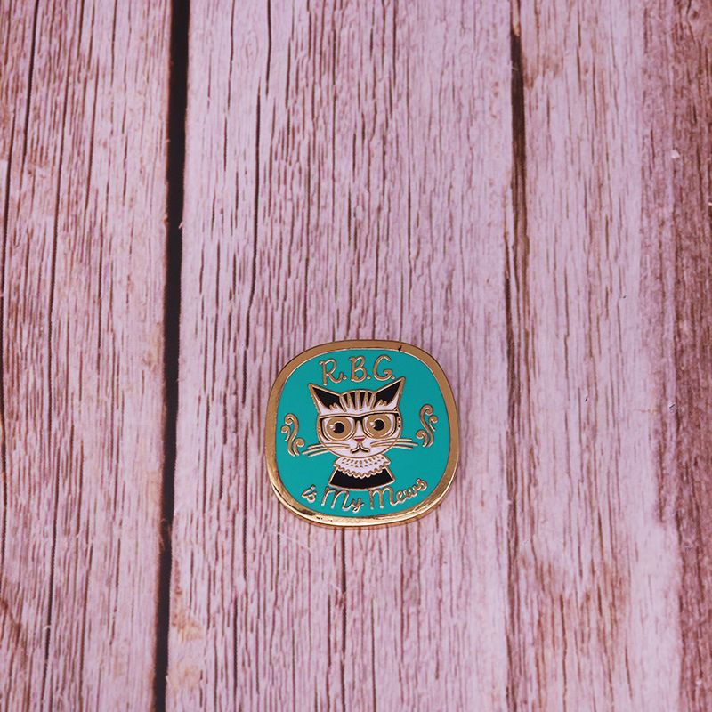 Ruth Ginsburg Inspired RBG Cat Brooch Women's Power Equality Badge Brooch