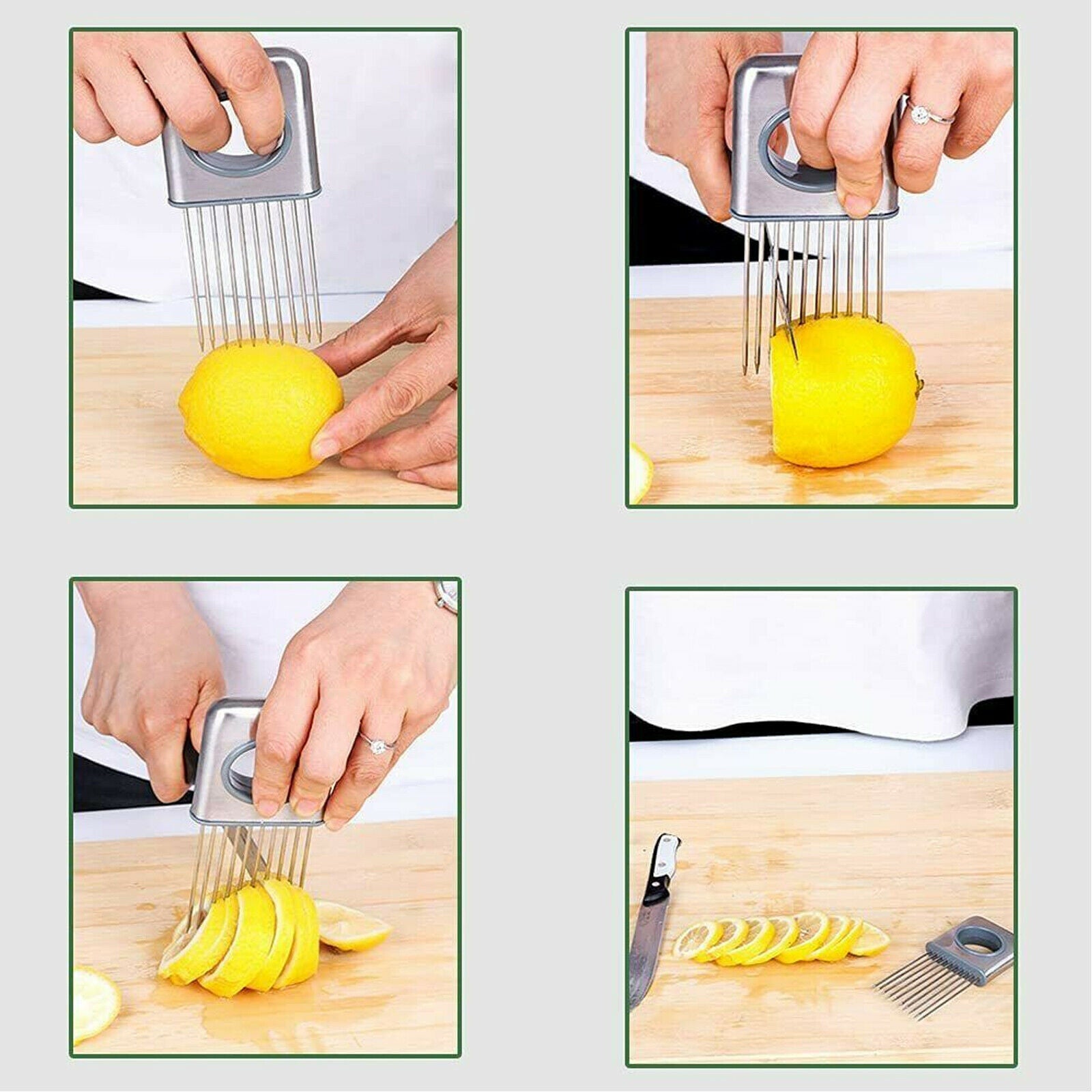 Onion Holder Slicer Vegetable tools Tomato Cutter Stainless Steel Kitchen Gadget Image