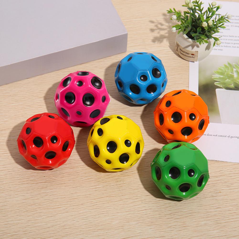 Hole Ball Soft Bouncy Ball Anti-fall Moon Shape Porous Bouncy Ball Kids Indoor Outdoor Toy Ergonomic Design Image