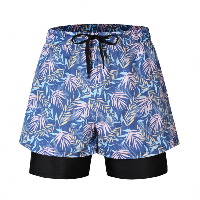 Loose Swimming Trunks Summer Printed Double Layer Beach Shorts Image