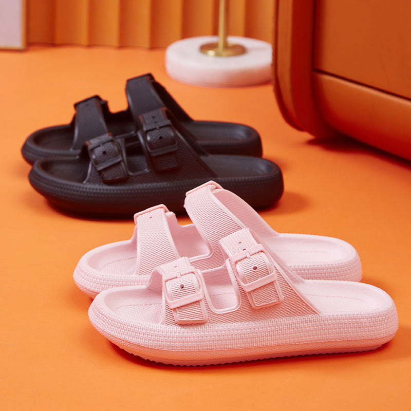 Platform Slippers Women's Summer Buckle Home Shoes Fashion Outdoor Wear Soft Bottom Sandals Image