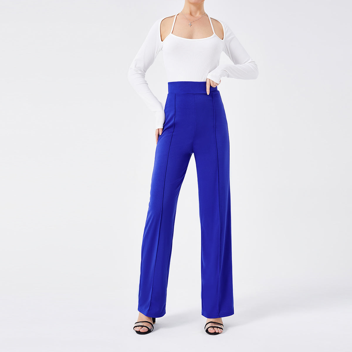 Solid Color Casual Pants Slim, High-waisted Bell Bottoms Image