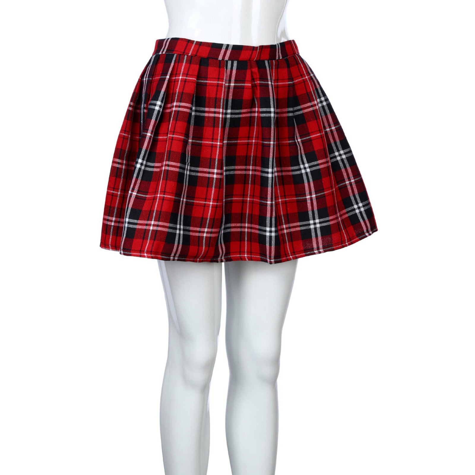 Fashion Women's Plaid Mid-waist Pleated Skirt Image