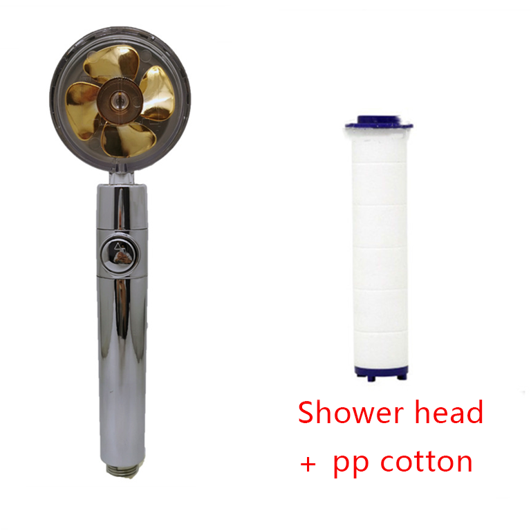 Shower Head Water Saving Flow 360 Degrees Rotating With Small Fan ABS Rain High Pressure Spray Nozzle Bathroom Accessories Image