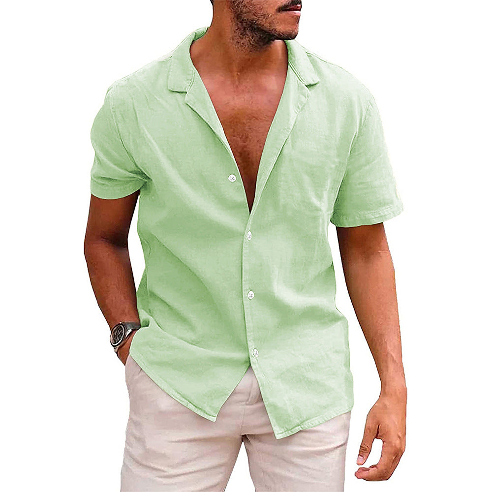 Men's Tops Casual Button Down Shirt Short Sleeve Beach Shirt Summer Image