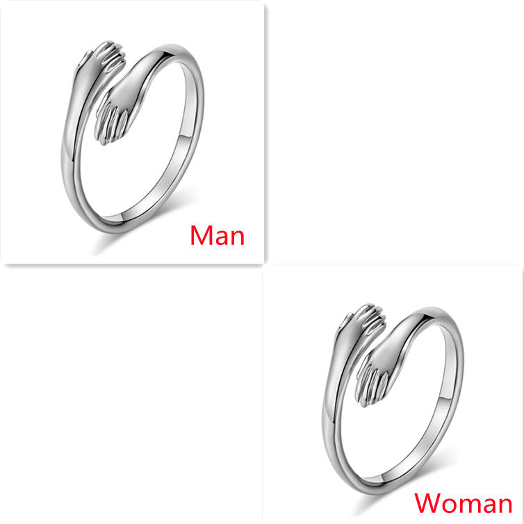 Alloy Simple Hands Hug Ring Opening Adjustable Jewelry Image