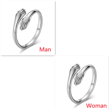 Alloy Simple Hands Hug Ring Opening Adjustable Jewelry