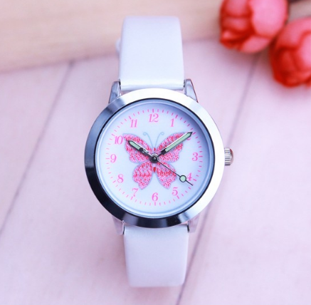 Children's Watches Kids Quartz Watch Student Girls Quartz-watch Cute Colorful Butterfly Dial Waterproof Watch Image