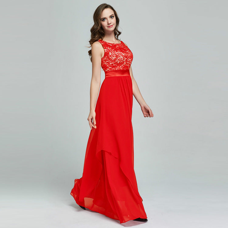 Lace spliced chiffon dress Image