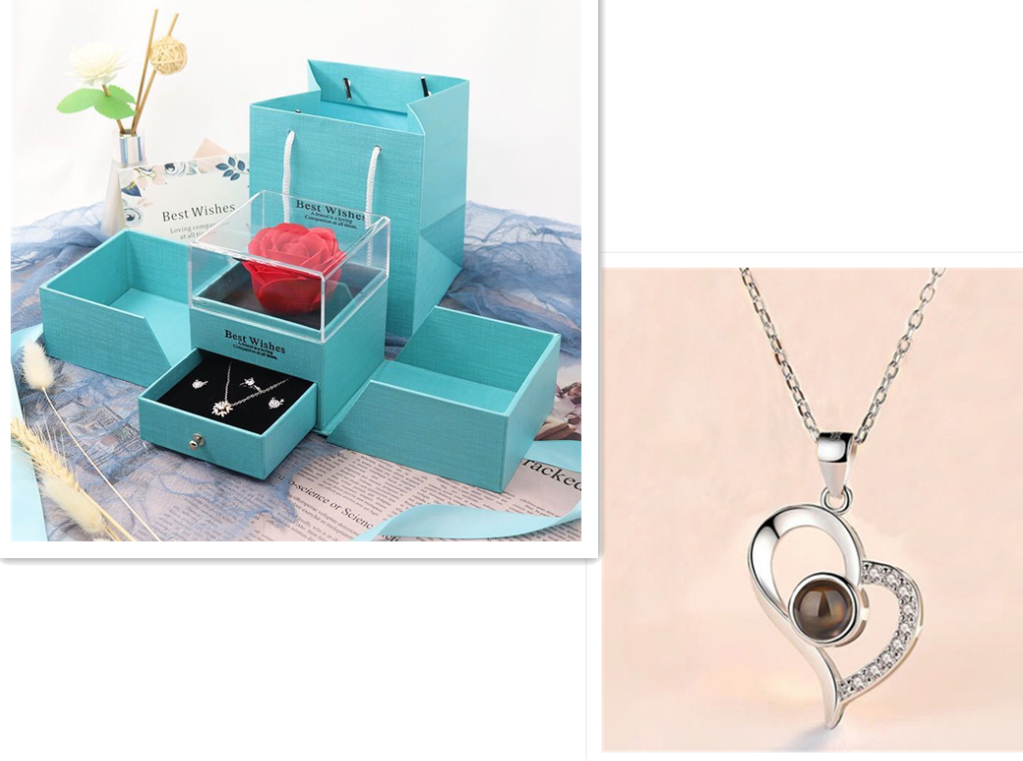 2023 Hot Valentine's Day Gifts Metal Rose Jewelry Gift Box Necklace For Wedding Girlfriend Necklace Gifts Image