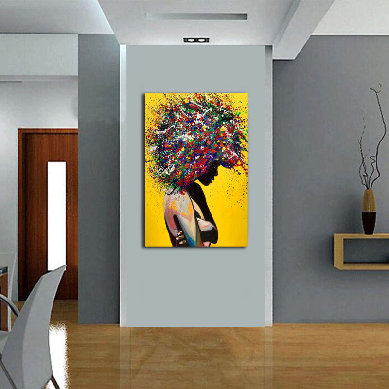 Girl portrait canvas print oil wall art poster Image