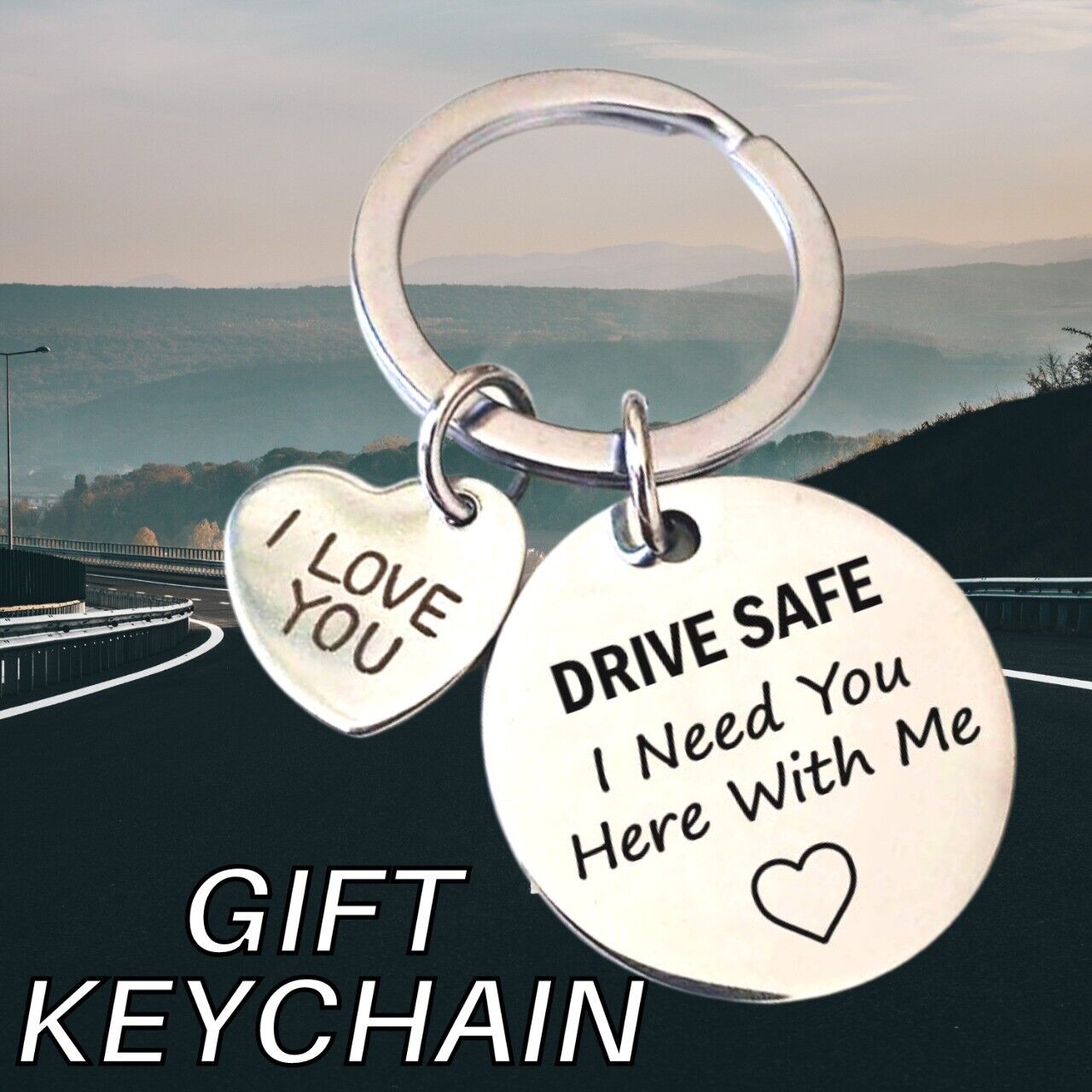 Boyfriend Husband Dad Couples Birthday Gifts Keychain Love Keyring - Drive Safe Image