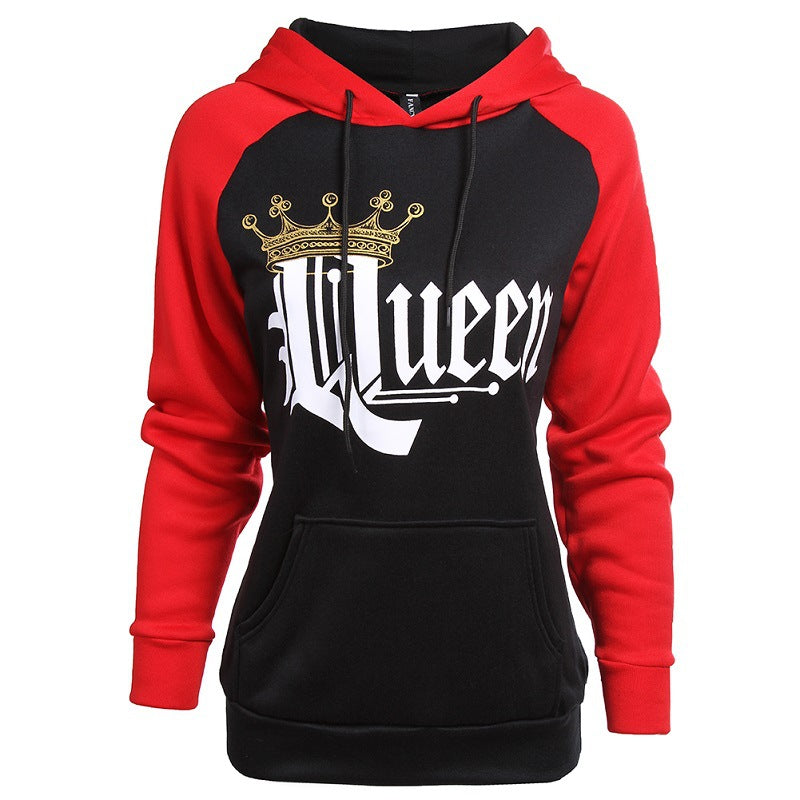 Printed Hooded Couple Sweatshirt Image