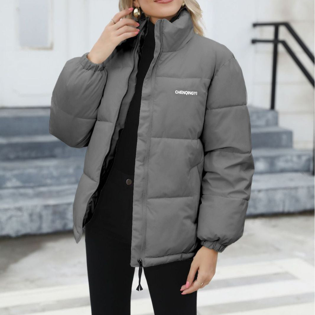 Winter Coat Women Casual Windproof Down Cotton Coat Warm Thickened Jacket Solid Outwear All-match Loose Tops Clothing Image