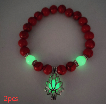 Energy Luminous Lotus Natural Stone Bracelet Yoga Healing Luminous Glow In The Dark Charm Beads Bracelet For Men Women Prayer Buddhism Image