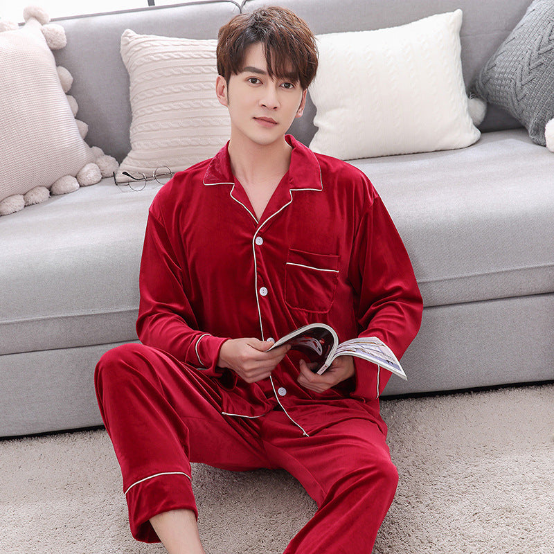 Couple Winter Warm  Velvet Long Sleeve Pyjamas Set Image