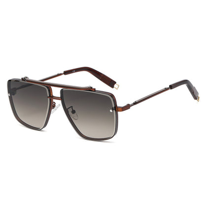 Twin-beam Metal Sunglasses For Men