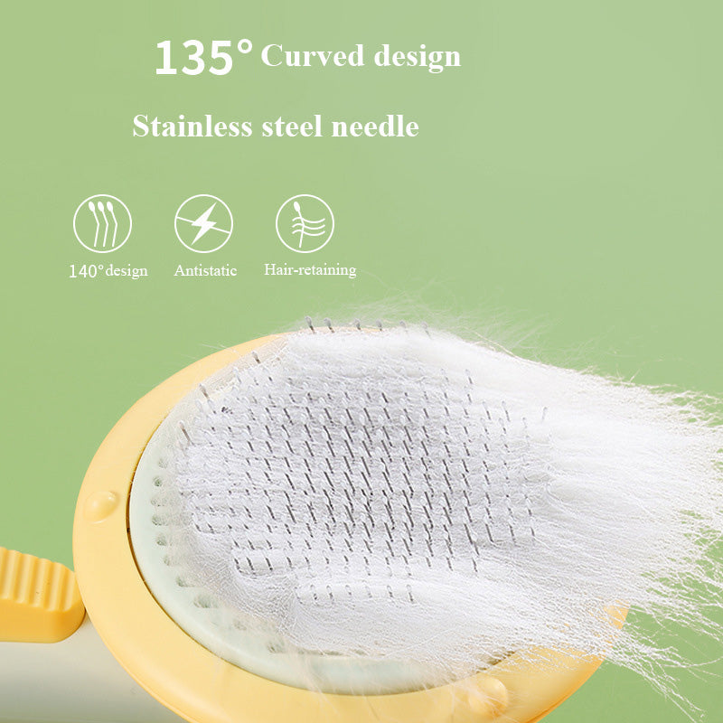 New Pet Cat Brush Hot Selling Hand-held Steel Wire Self-cleaning Comb Looper For Hair Removal Image