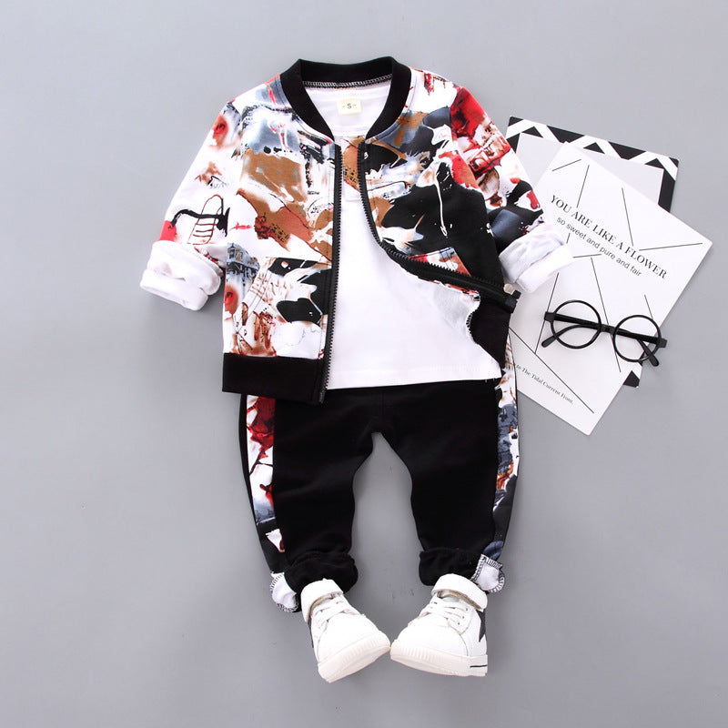 Boys Handsome Autumn And Winter Clothes Three-Piece Kid Clothes Image