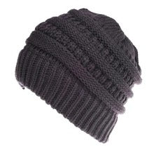 Mixed Color Knitted Wool Hat Ladies Non-labeled Ponytail Hat Image