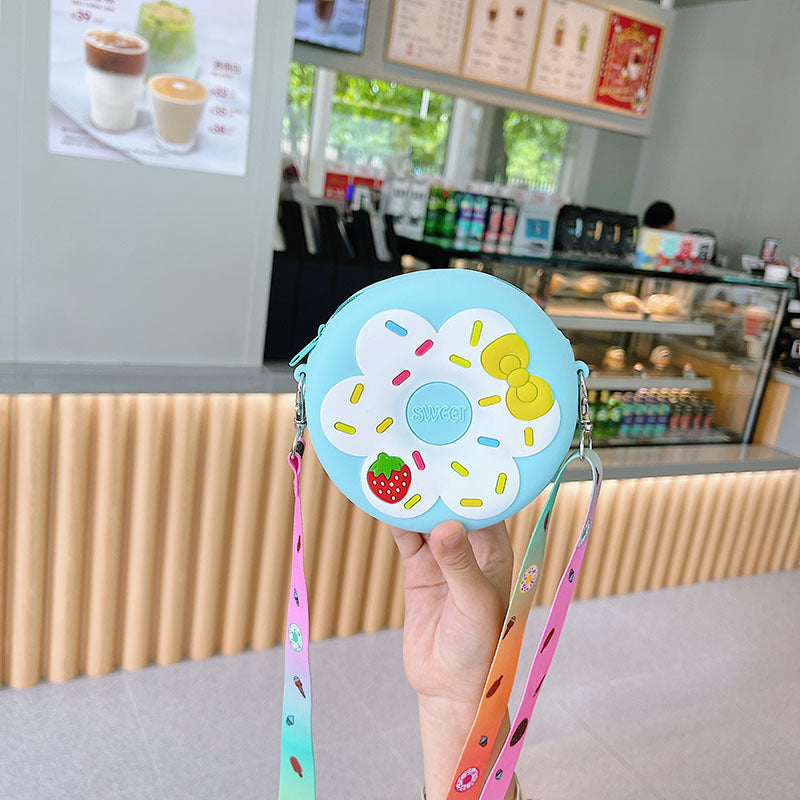 Silicone Children's Change Portable Crossbody Fruit Donut Shoulder Bag Image