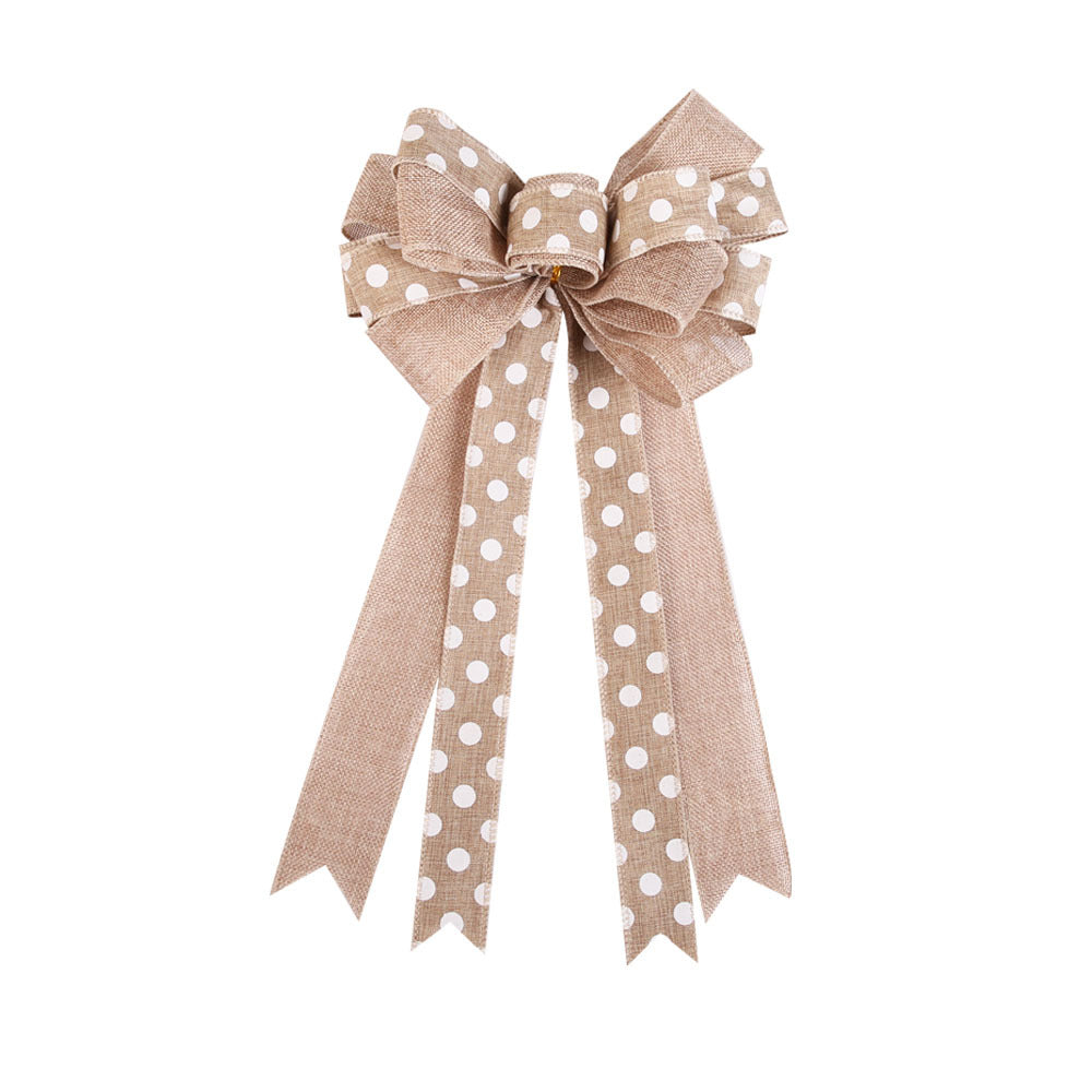 Linen Beige Bow Christmas Tree Pendant Image