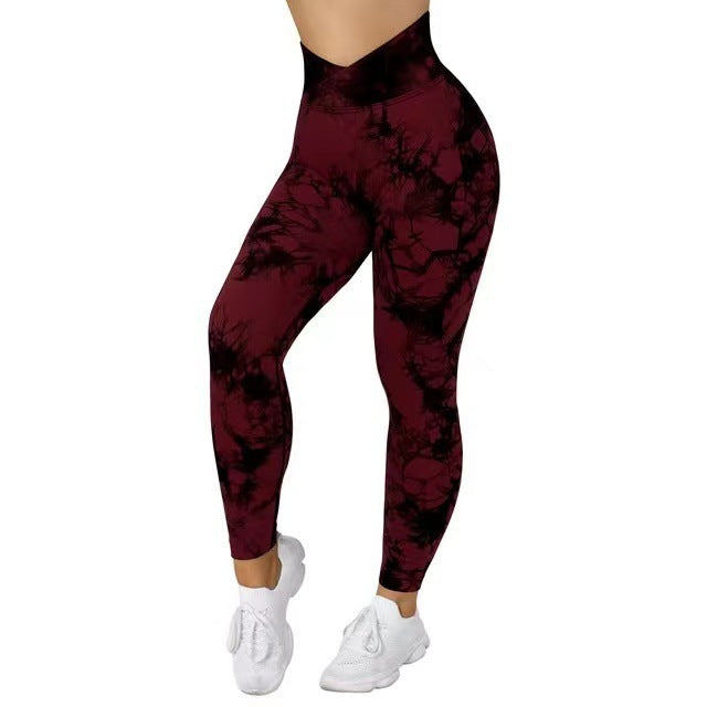 Seamless Tie Dye Leggings Women Yoga Pants Push Up Sport Fitness Running Gym Leggings Image