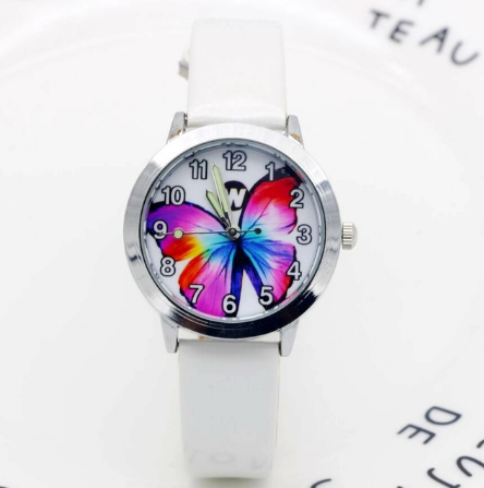 Children's Watches Kids Quartz Watch Student Girls Quartz-watch Cute Colorful Butterfly Dial Waterproof Watch Image