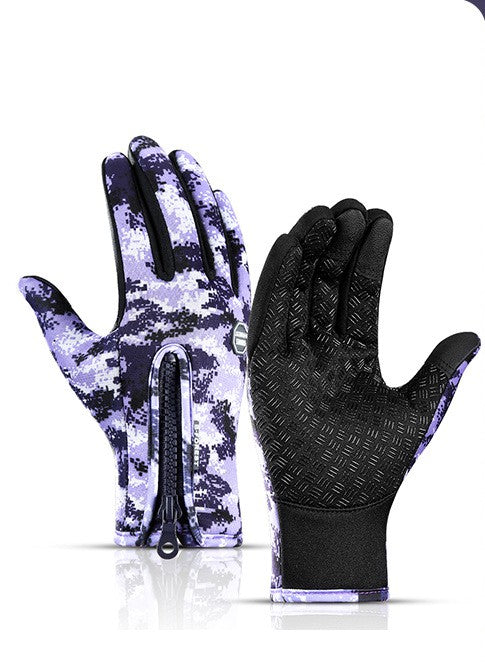 Winter Gloves Touch Screen Riding Motorcycle Sliding Waterproof Sports Gloves With Fleece Image