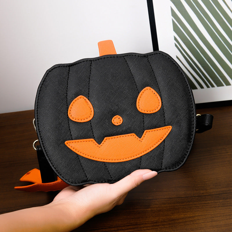 2023 Halloween Bags Funny Pumpkin Cartoon Shoulder Crossbody Bag With Bat Personalized Creative Female Bag