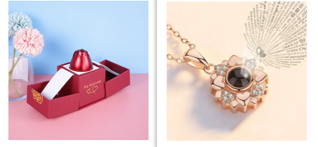 2023 Hot Valentine's Day Gifts Metal Rose Jewelry Gift Box Necklace For Wedding Girlfriend Necklace Gifts Image