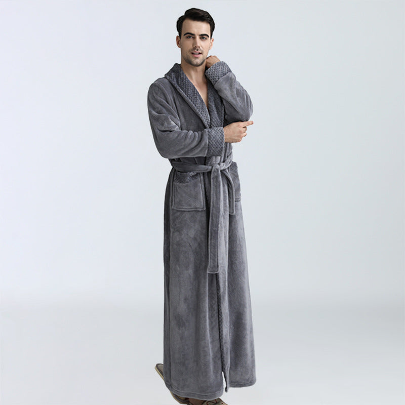 Men's Winter Coral Fleece Nightgown Homewear Thickened Pajamas Image