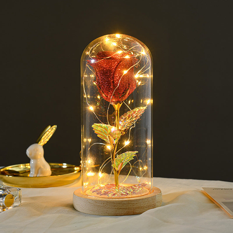 Valentines Day Gift  For Girlfriend Eternal Rose Flowers LED Light In Glass Cover Day Wedding Decoration Favors Mother Day Female Gift  Gift Image