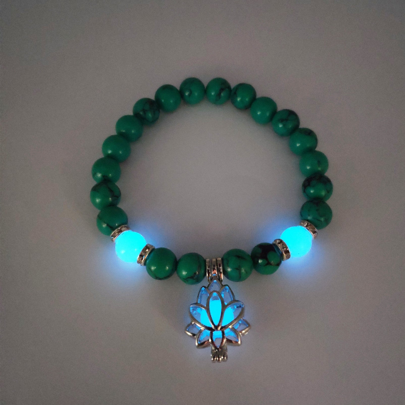 Energy Luminous Lotus Natural Stone Bracelet Yoga Healing Luminous Glow In The Dark Charm Beads Bracelet For Men Women Prayer Buddhism Image