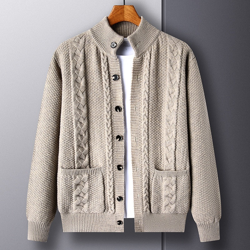 Young And Middle-aged Thick Knit Cardigan Retro Jacquard Loose-fitting Sweater Jacket Image